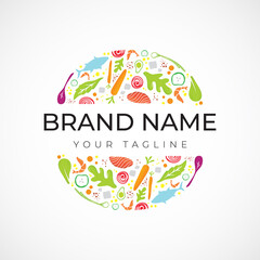 healthy leaf logo for nutrition. detox. food. plant. cooking. organic salad. vegetable element with hand drawn design logo concept 