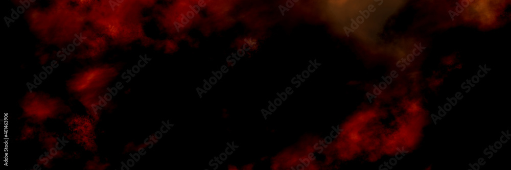 Wall mural grunge dark horror black background with bright red mist, halloween goth design