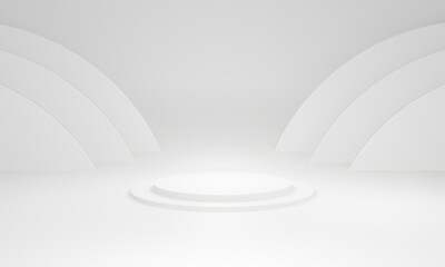 3D White circle stage.