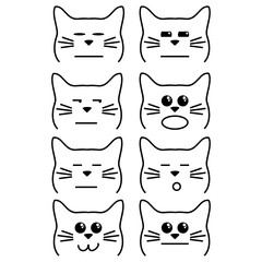 set of funny cats emoticon vector