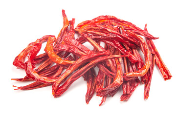 Fototapeta premium red dried hot peppers on white background