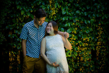 Forever love concept, Women pregnant and young couple. They are Prepare to be a new parent.
