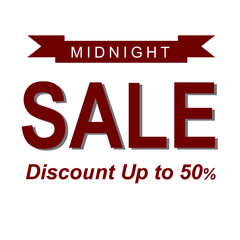 Midnight sale, discount up to 50 percent. Promotion concept, the best to increase your selling brand