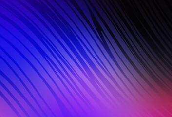 Dark Pink, Blue vector background with curved lines.