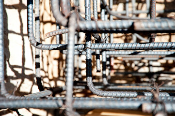Rebar cages for grade beams close-up