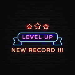 Obraz premium Level up Neon Signs Vector.
