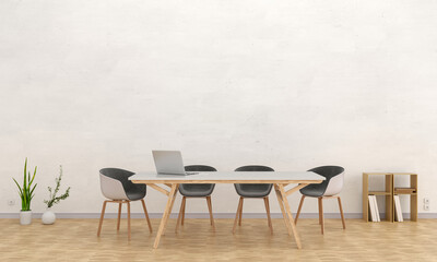 meeting room with empty wall, 3d rendering