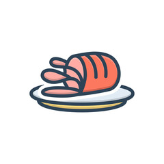 Color illustration icon for meat