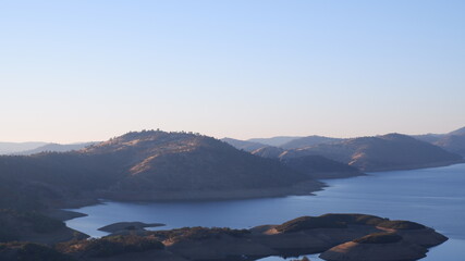 Fototapeta na wymiar Lake and island view from mountains