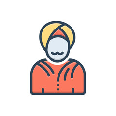 Color illustration icon for indian