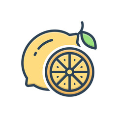 Color illustration icon for lemon