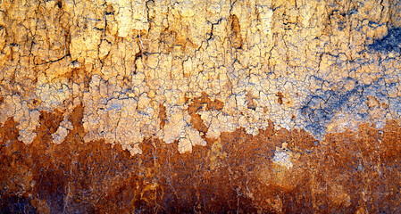 Photo background with brown earth and cracked clay
