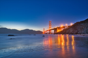 Golden Gate bridge night view.
