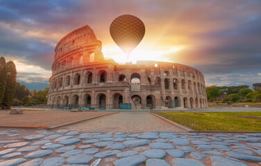 Fototapeta na wymiar Colosseum in Rome at sunrise - Colosseum is the most landmark in Rome.
