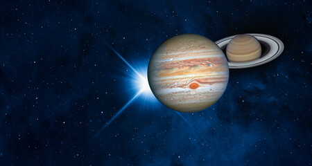 Jupiter and Saturn Meet on Solstice "Elements of this image furnished by NASA" © muratart