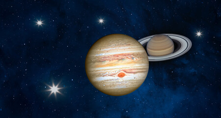 Jupiter and Saturn Meet on Solstice "Elements of this image furnished by NASA" © muratart