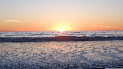 Obraz premium Sunset in Santa Monica Beach