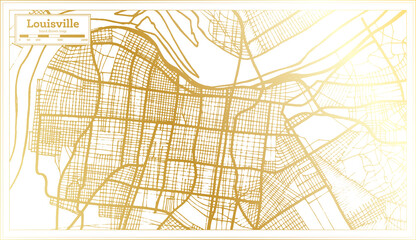 Louisville Kentucky USA City Map in Retro Style in Golden Color. Outline Map.