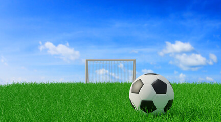ball on soccer field. 3d rendering