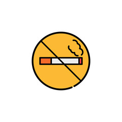 No smoking sign glyph icon on white background. Vector illustration in flat cartoon design. 