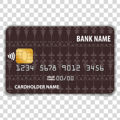 Payment card isolated on transparent background. Mock Up Template. Vector illustration	