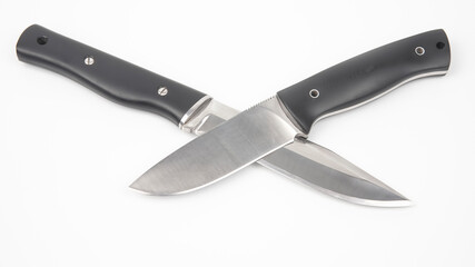 knives for camping and hunting on a white background. cutting tool. isolated object