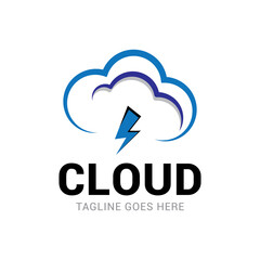 cloud blue simple internet technology logo icon vector template.