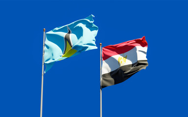 Flags of Saint Lucia and Egypt.