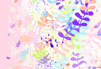 Light Multicolor vector abstract background with leaves.