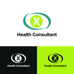 Initial letter X with medical cross icon and loop care symbol for healthy hospital medicine logo design concept vector