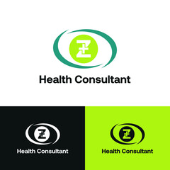 Initial letter Z with medical cross icon and loop care symbol for healthy hospital medicine logo design concept vector