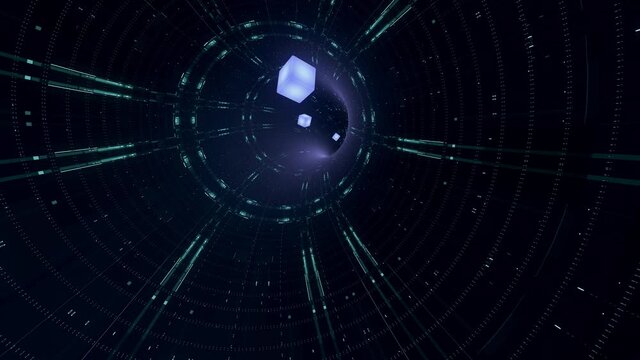 
Tunnel Animation, and Blocks.4k looping. Blockchain Technology concept. 
3d render of technology background