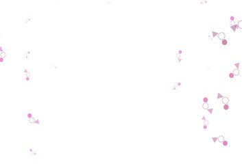 Light Pink vector background with triangles, circles.