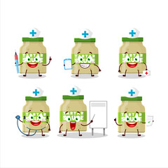 Doctor profession emoticon with tartar sauce cartoon character
