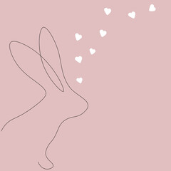 Valentines day background with bunny love heart vector illustration