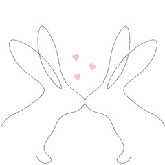 Valentines day background with bunny love vector illustration