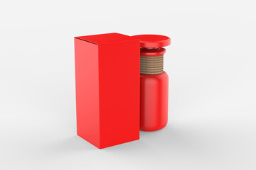 Matte Ceramic Bottle Mockup - protein, vitamins, bcaa, tablets. Photo-realistic packaging mockup template with sample design. 3d illustration.