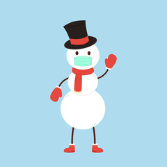 Snowman cartoon vector. Face mask.