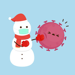 Snowman cartoon vector. Face mask.