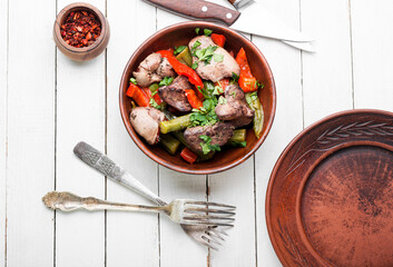 Vegetable and liver salad.