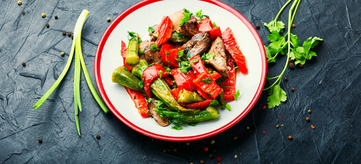 Vegetable and liver salad.