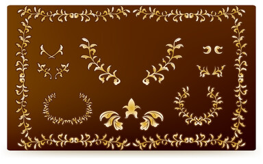 フレーム素材、手描きのナチュラルなリーフフレーム