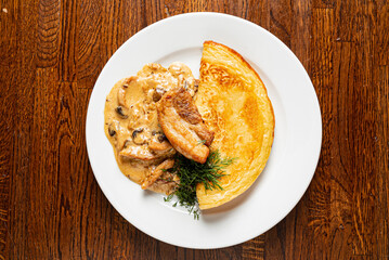 pancakes with  bacon and herbs