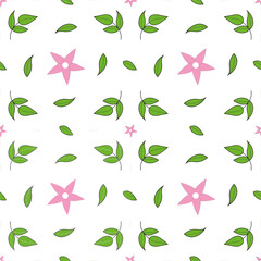 flowerSeamless flower pattern, vector pattern with flowers and leaves 