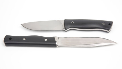 knives for camping and hunting on a white background. cutting tool. isolated object