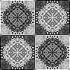 Fototapeta premium Round mandala made of hearts and different vector shapes