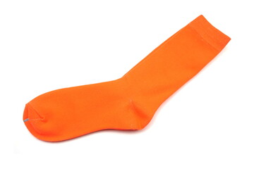 Pair of orange socks isolated on white background