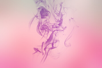 Obraz na płótnie Canvas Little purple clouds of smoke on gradient pink. Abstract romantic background for party posters and flyers
