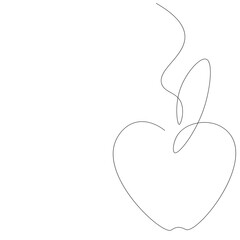 Apple fruit silhouette line drawing, vector illustration