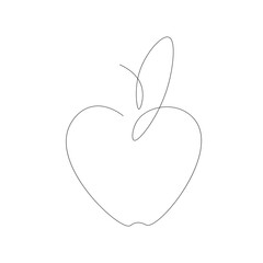 Apple fruit silhouette line drawing, vector illustration